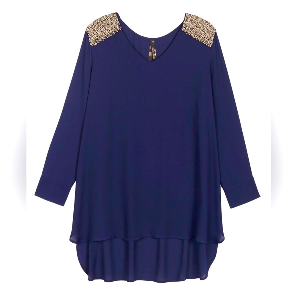 Melissa McCarthy Seven7 Melissa McCarthy Seven7 Crystal Shoulder Tunic Top 2X